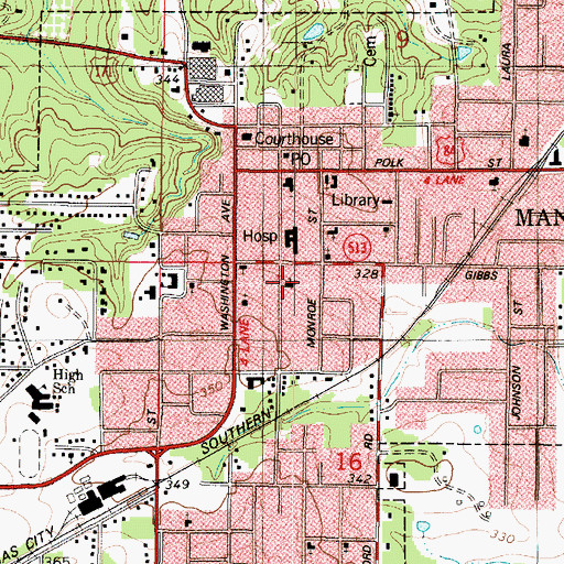 Topographic Map of Saint Josephs Catholic Church, LA