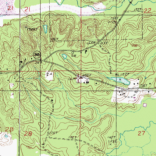 Topographic Map of Saint Marys Cemetery, LA