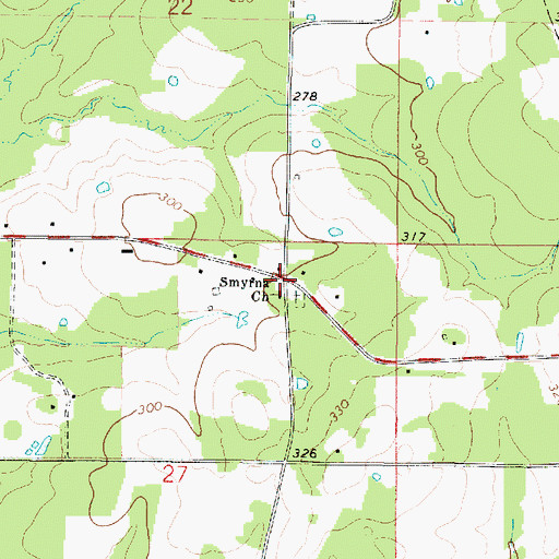 Topographic Map of Smyrna, LA