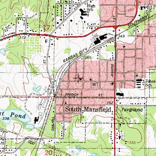 Topographic Map of Southside Baptist Church, LA