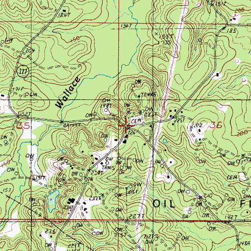 Topographic Map of Wallace, LA