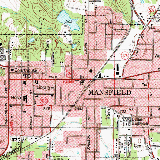 Topographic Map of Wesley United Methodist Church, LA