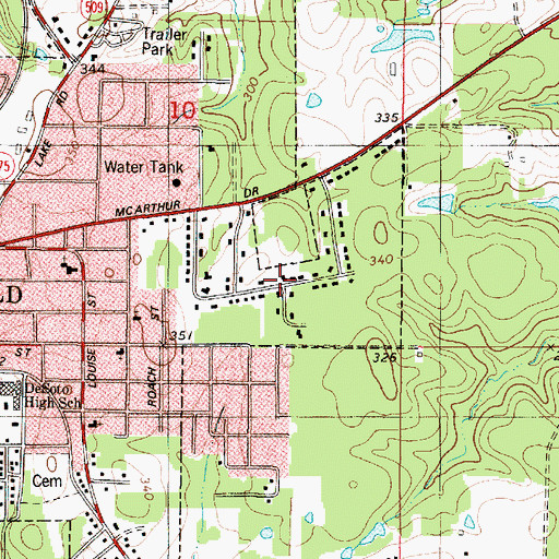 Topographic Map of Willow Glen, LA