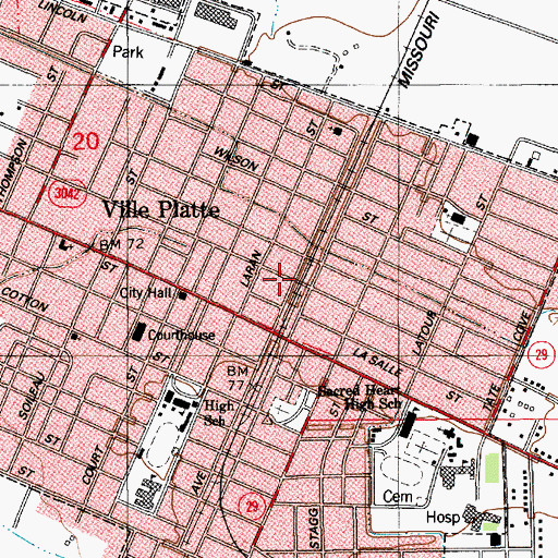 Topographic Map of Agape Christian Fellowship Church, LA