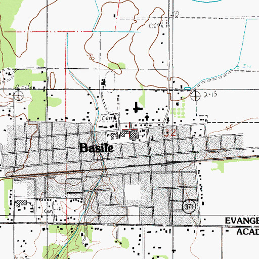 Topographic Map of Basile High School, LA