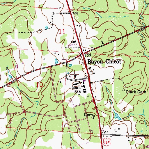 Topographic Map of Bayou Chicot Methodist Church, LA