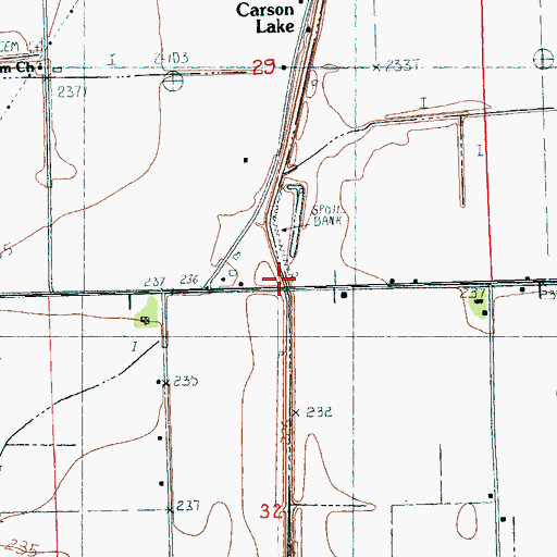 Topographic Map of Sandy Bayou, AR