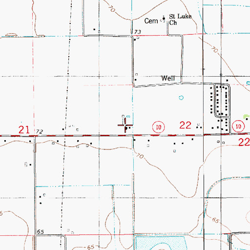 Topographic Map of Evangeline Central School, LA