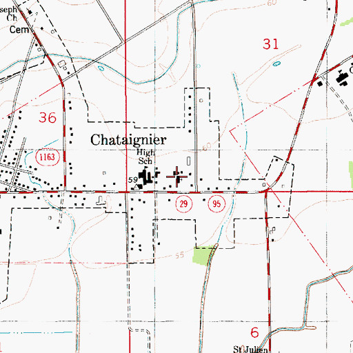 Topographic Map of First Baptist Church, LA