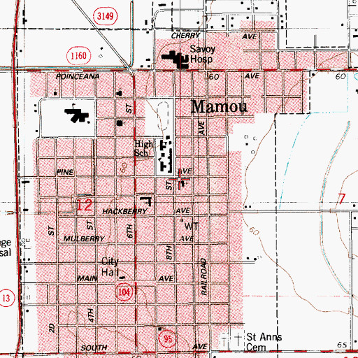 Topographic Map of First Baptist Church, LA