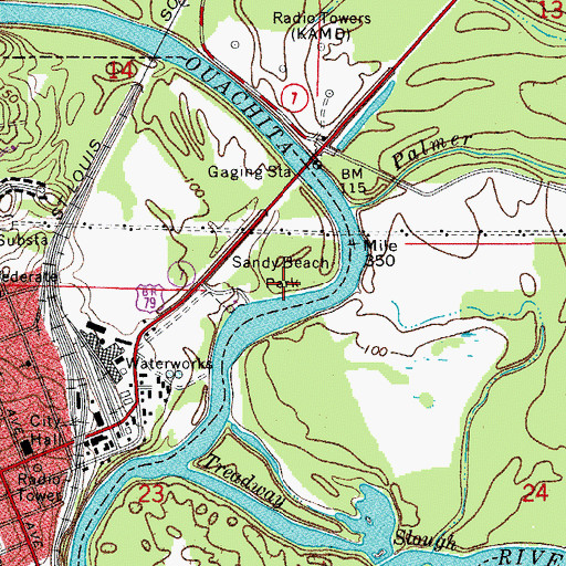 Topographic Map of Sandy Beach Park, AR