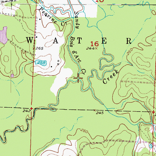 Topographic Map of Sandy Bois d'Arc Creek, AR