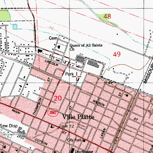 Topographic Map of Northside Community Center, LA