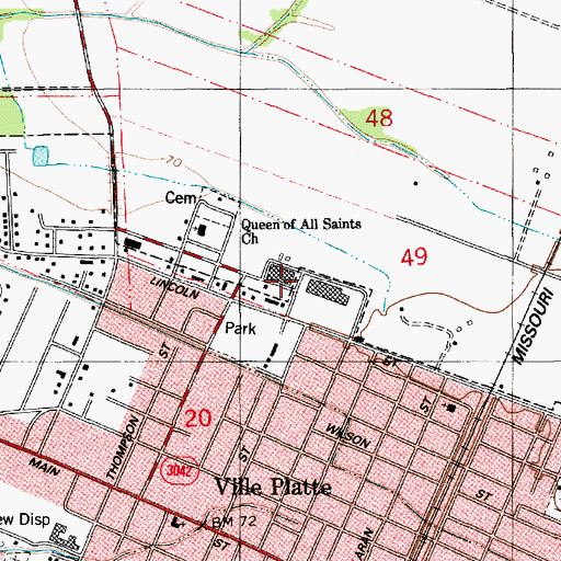 Topographic Map of Parkview Plaza Church of Christ, LA