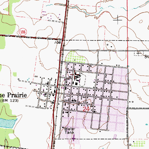 Topographic Map of Pine Prairie Elementary School, LA