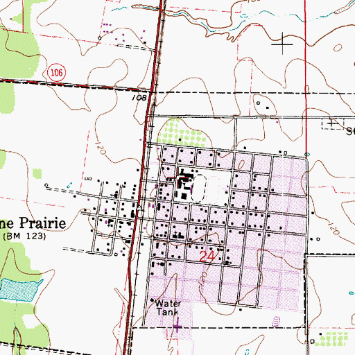 Topographic Map of Pine Prairie High School, LA