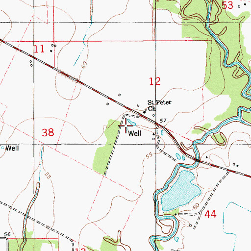 Topographic Map of Point Blue Gas Field, LA