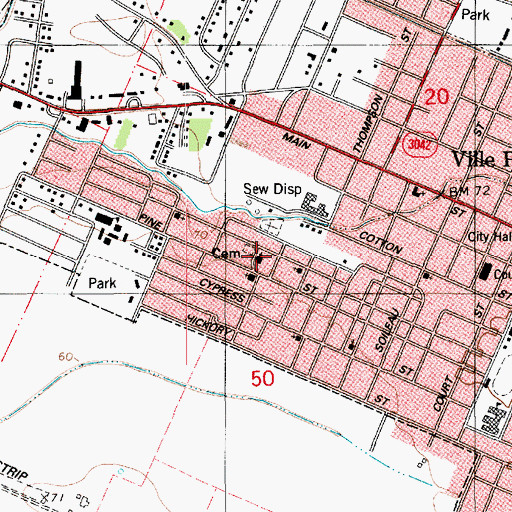 Topographic Map of Refuge Temple Church, LA