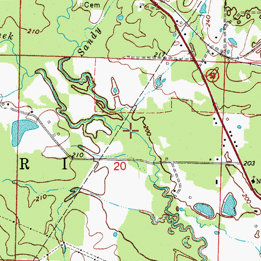 Topographic Map of Sandy Branch, AR