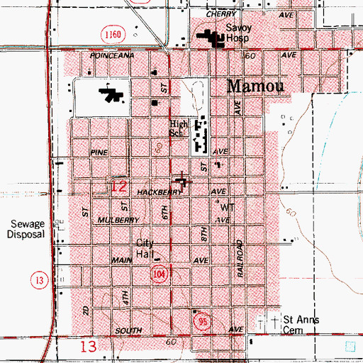 Topographic Map of Saint Ann Catholic Church, LA