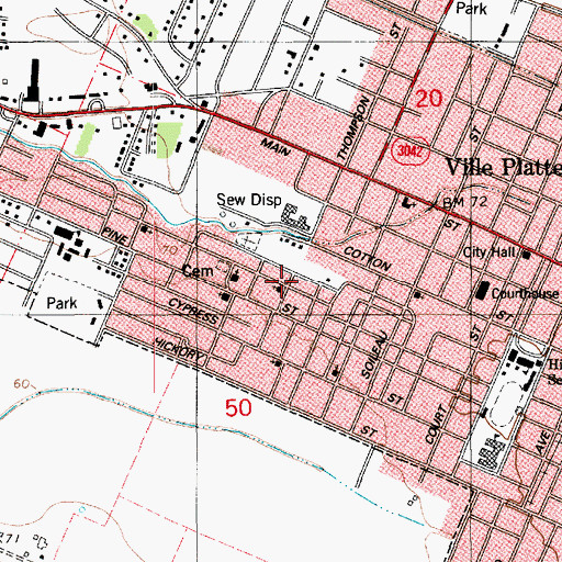 Topographic Map of Saint Paul Baptist Church, LA