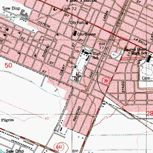 Topographic Map of Ville Platte Elementary School, LA