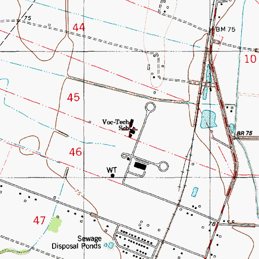 Topographic Map of South Louisiana Community College CB Coreil Campus, LA
