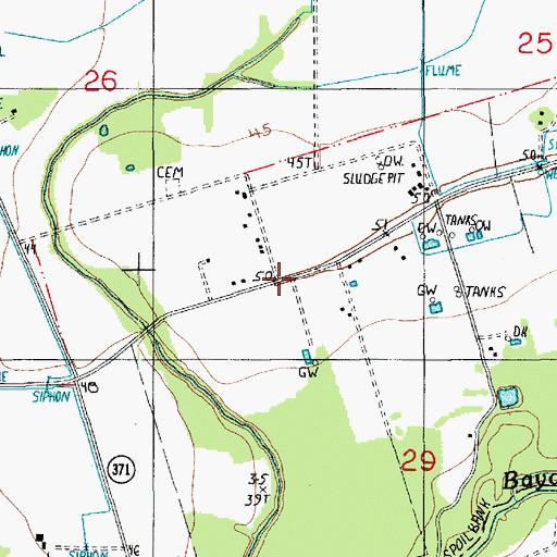 Topographic Map of West Fenris Gas Field, LA