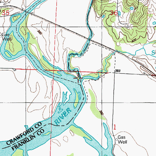 Topographic Map of Sandy Branch, AR