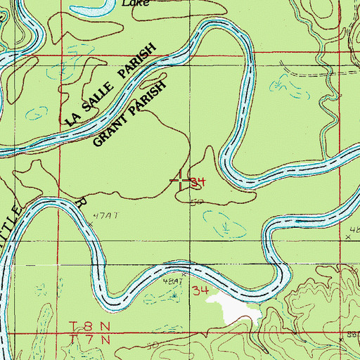 Topographic Map of Big Bend, LA