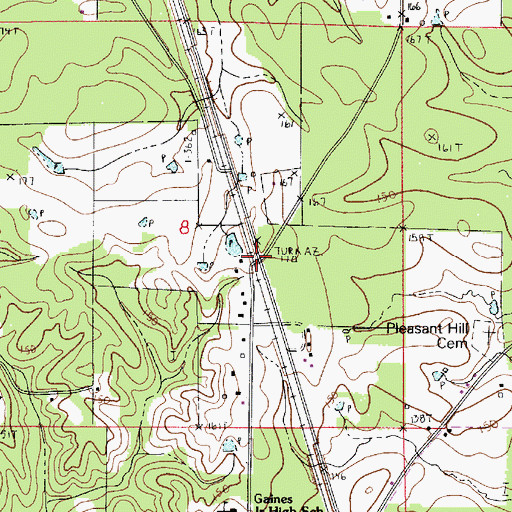 Topographic Map of Boley, LA