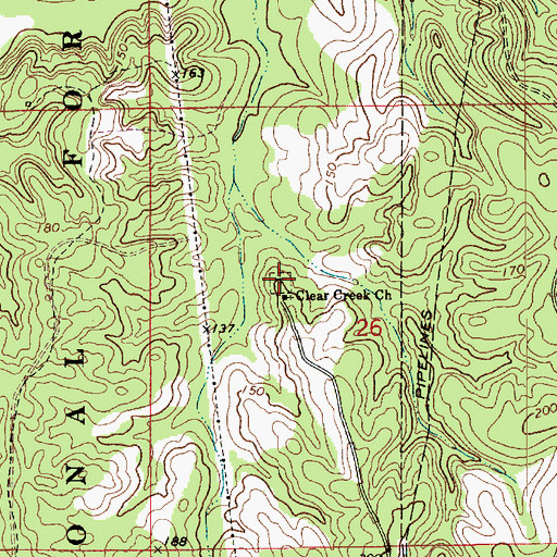Topographic Map of Clear Creek Cemetery, LA