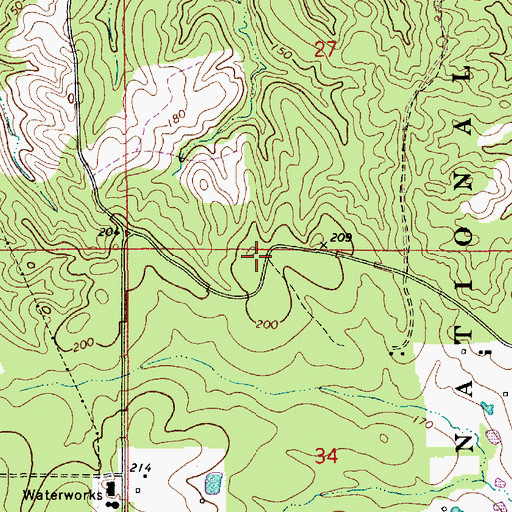 Topographic Map of Clear Creek Lookout Tower (historical), LA