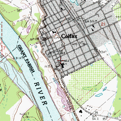 Topographic Map of COLFAX ELEMENTARY SCHOOL, LA