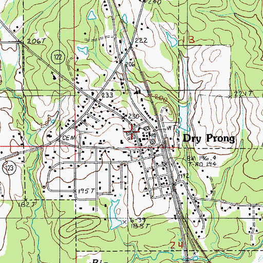 Topographic Map of Dry Prong Junior High School, LA