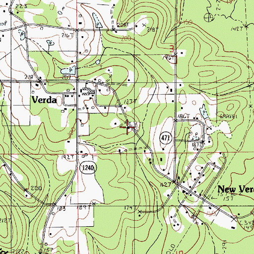 Topographic Map of First Baptist Church of Verda, LA