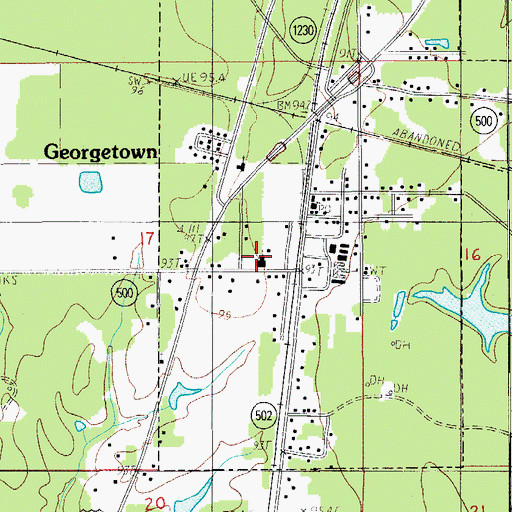 Topographic Map of Georgetown Baptist Church, LA