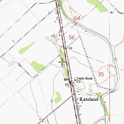 Topographic Map of Kateland Pond (historical), LA