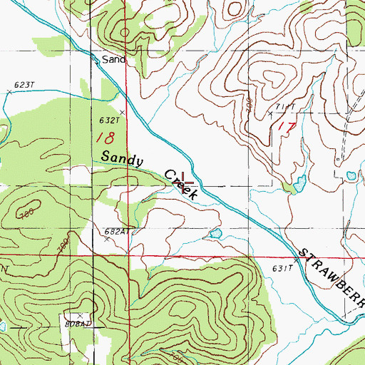 Topographic Map of Sandy Creek, AR