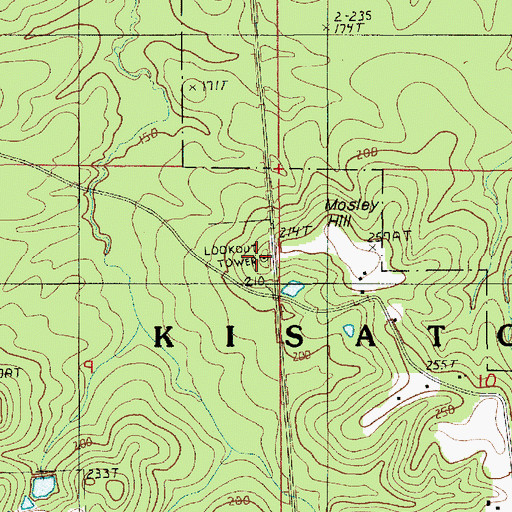 Topographic Map of Mosley Hill Lookout Tower, LA