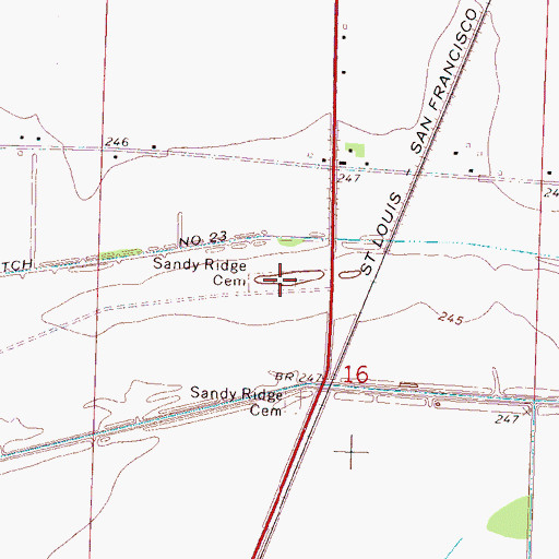 Topographic Map of Sandy Ridge Cemetery, AR