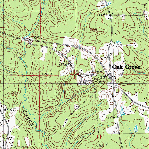 Topographic Map of Oak Grove School (historical), LA