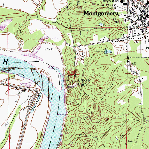 Topographic Map of Old Montgomery (historical), LA