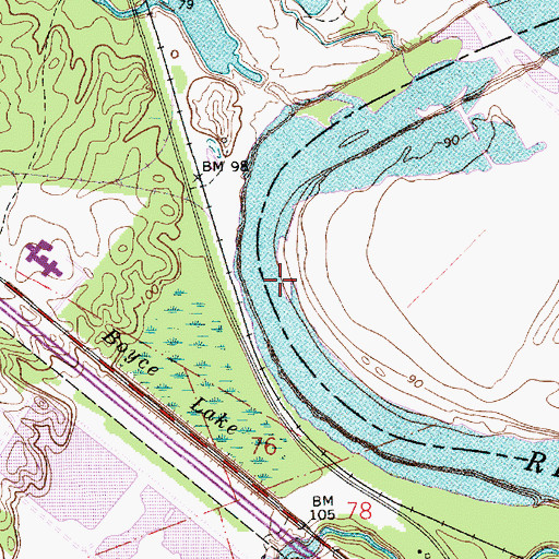 Topographic Map of Pontfield Bend, LA