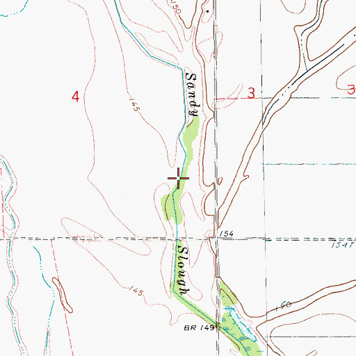 Topographic Map of Sandy Slough, AR