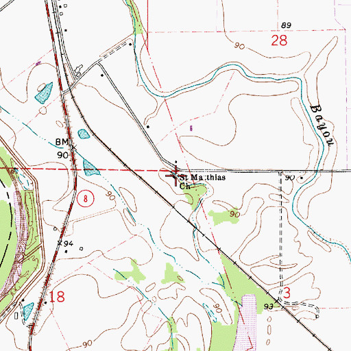 Topographic Map of Saint Mathias School (historical), LA