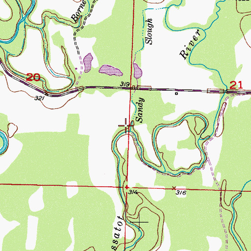 Topographic Map of Sandy Slough, AR