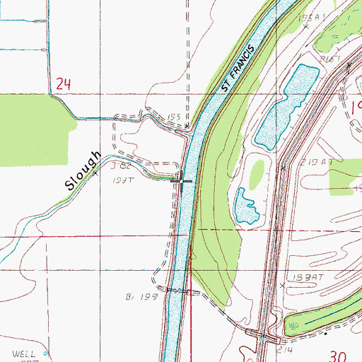 Topographic Map of Sandy Slough, AR
