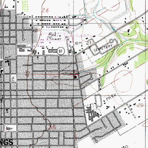 Topographic Map of First Church of Christ, LA