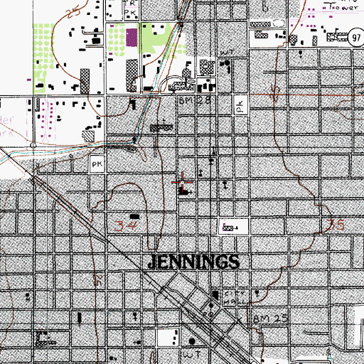 Topographic Map of First United Methodist Church, LA
